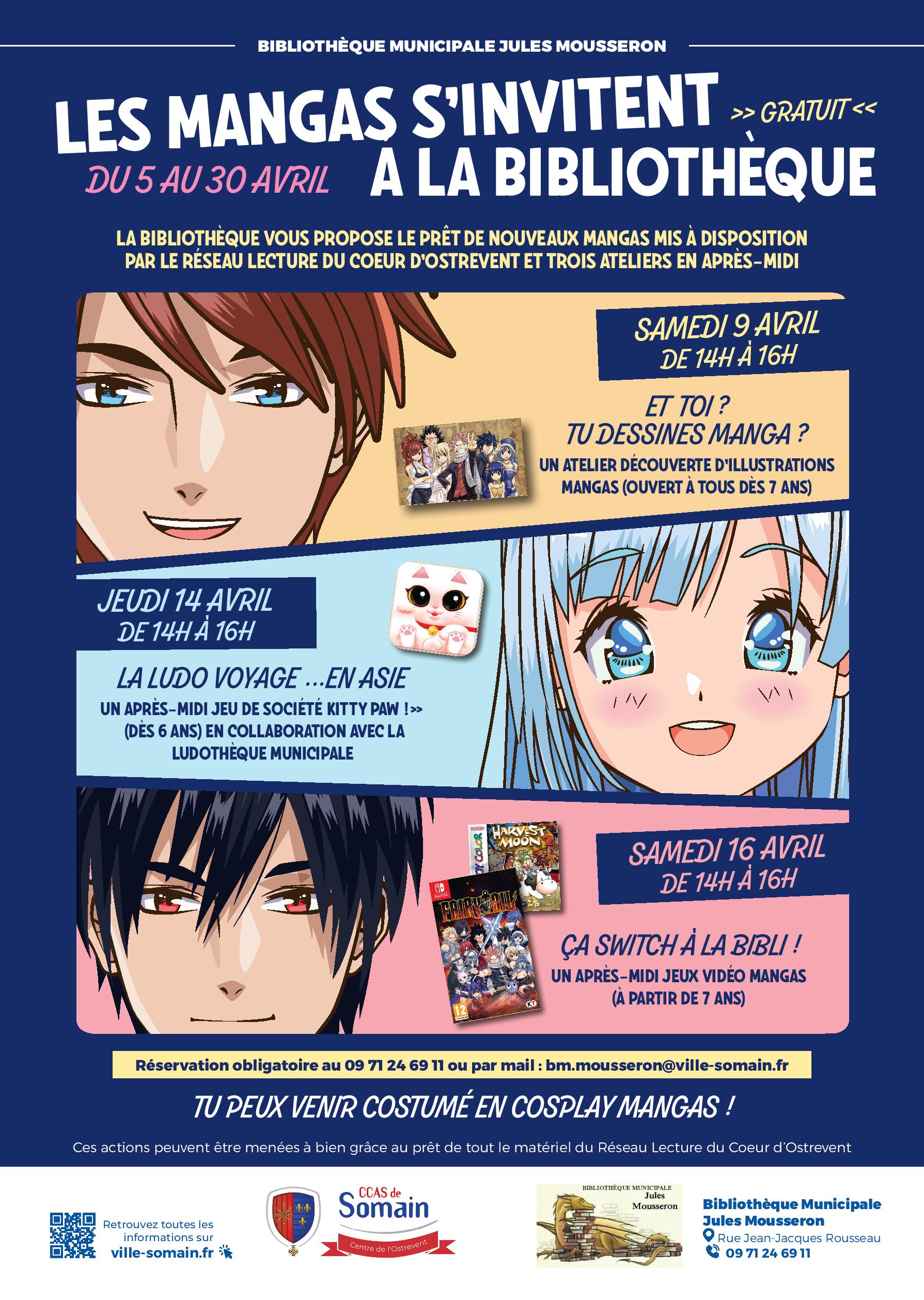 Affiche Manga a la bibliothèque page 001