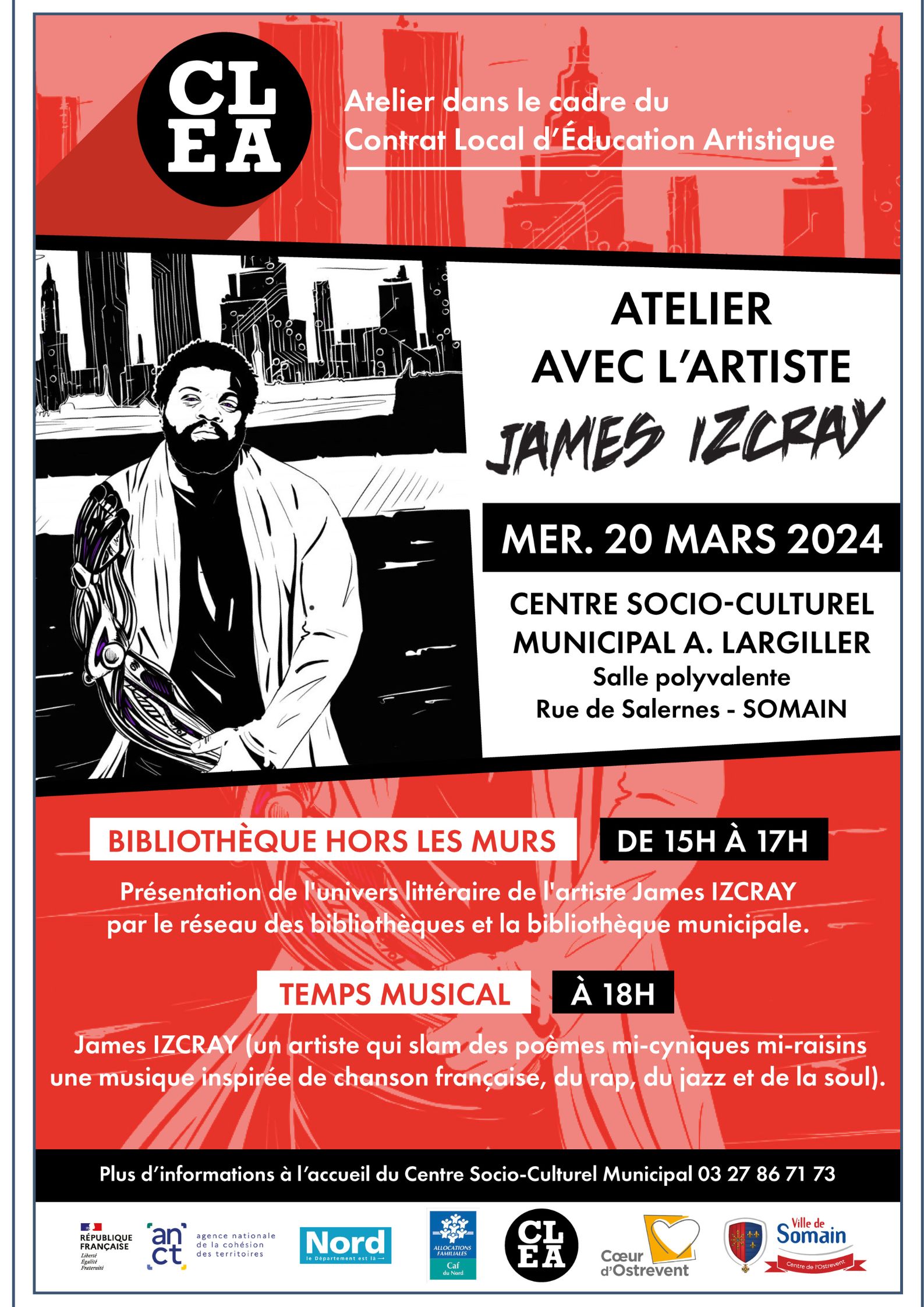 Atelier CLEA James ISCRAY 20 mars 2024 affiche